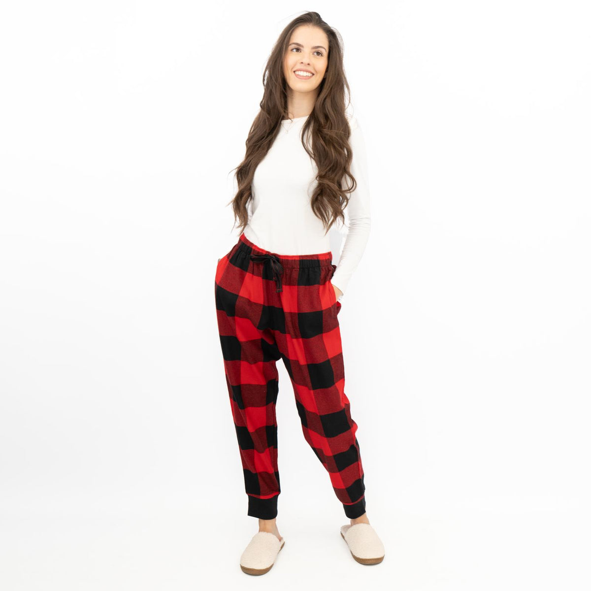 Old Navy Womens Red White Plaid Tartan PJ Pants Pyjama Bottoms