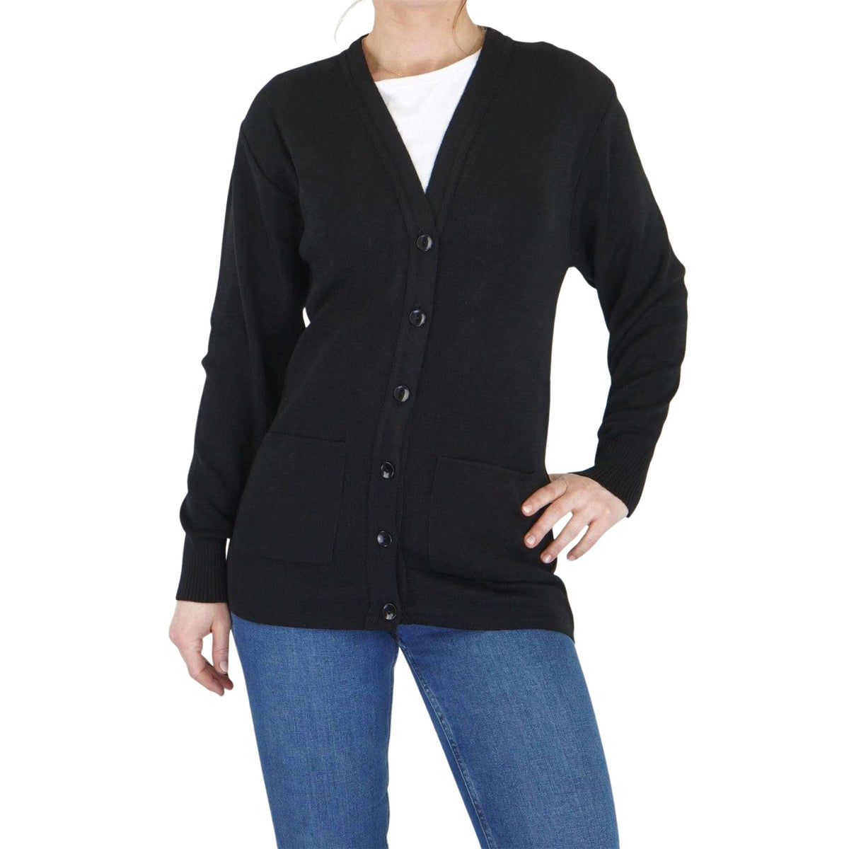 Black cardigan sweater with pockets for best sale womens