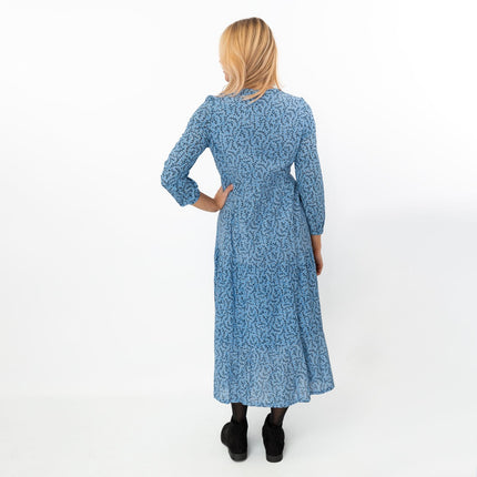 Seasalt Blue Leaves Charbon Midi Dress-Quality Brands Outlet-