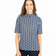 Karen Millen Womens T-Shirt Blue Geometric Summer - Quality Brands Outlet