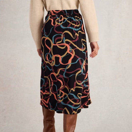 White Stuff Heather Skirt Midi Black Prints-Quality Brands Outlet-
