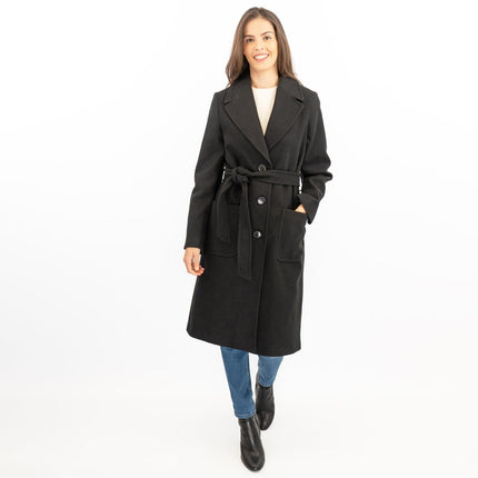 M&S Black Belted Tailored Coat