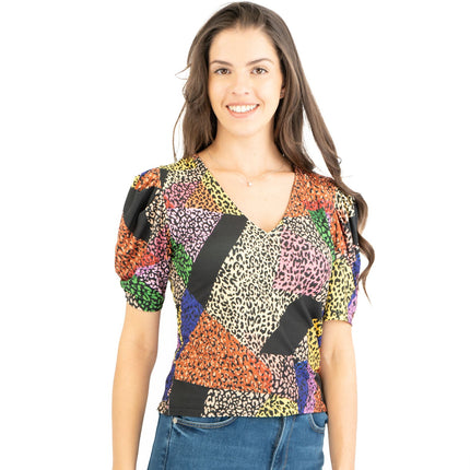 Oasis Short Sleeve V-Neck Summer Multi Colour Tops-Quality Brands Outlet-