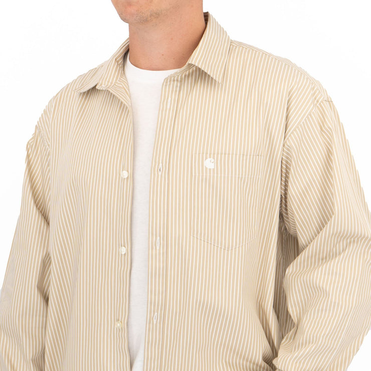 Carhartt WIP Men Long Sleeve Beige Drake Shirt - Quality Brands Outlet