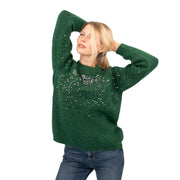 M&S Womens Green Sequin Crew Neck Jumper - Quality Brands Outlet