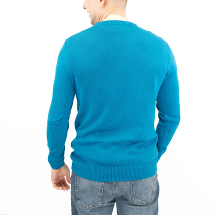 Crew Clothing Mens Rib Knitted Jumper Long Sleeve Blue-Quality Brands Outlet-