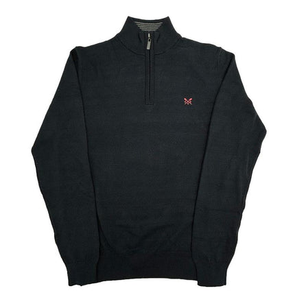 Crew Clothing Half Zip Knitted Jumper Long Sleeve Navy