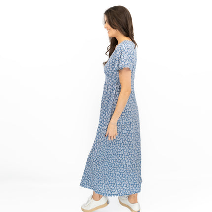 Seasalt Blue Chateaux Dress Floral Flower Net Whirl-Quality Brands Outlet-