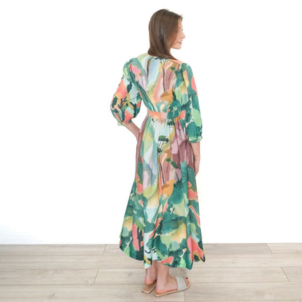 White Stuff Dress Lucy Midi Dress V - Neck Green Multi Floral V - Neck Midi - Quality Brands Outlet