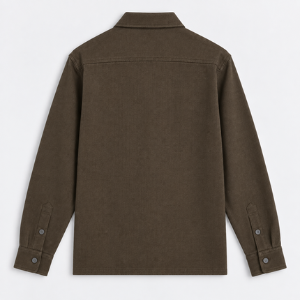 Mens Shirts Long Sleeve Herringbone Overshirt – Chocolate