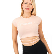 Gymshark Womens Ribbon Capped Sleeve Crop Top Blush Nude