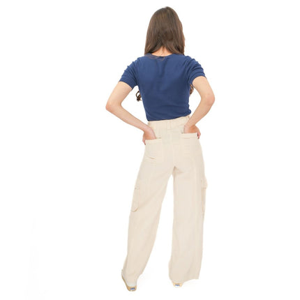 M&S Lyocell Cargo Trousers Cream-Quality Brands Outlet-