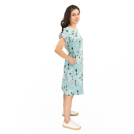 White Stuff Teal Blue Penny Cotton Jersey Dress-Quality Brands Outlet-
