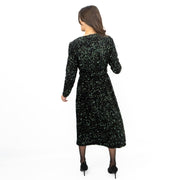 Velvet Sequin Wrap Midi Dress Sparkle Green - Quality Brands Outlet