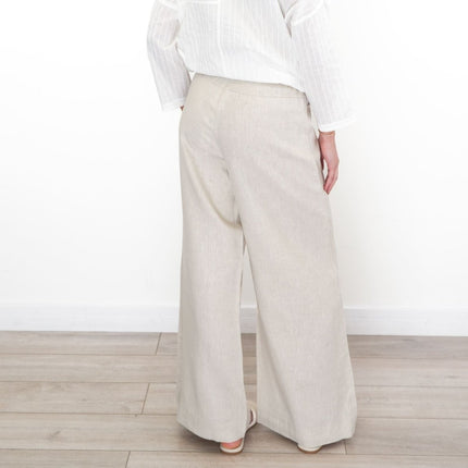 East Clothing Linen Trouser Stone Wide Leg Palazzo Trouser Summer Relaxed - Quality Brands Outlet