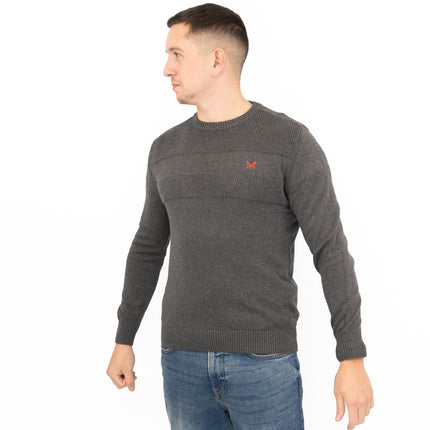 Crew Clothing Mens Rib Knitted Jumper Long Sleeve Dark Grey-Quality Brands Outlet-