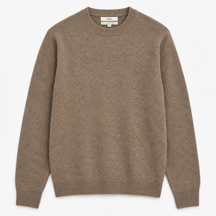 Mens Jumpers Ultimate Lambswool Crew Neck Jumper - Mushroom Taupe-Quality Brands Outlet-