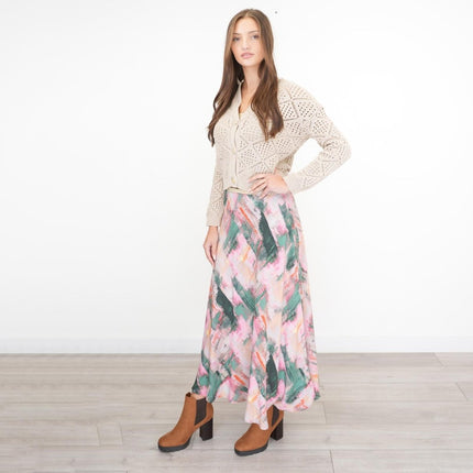 White Stuff Purple Floral Longer Length Midi Skirt-Quality Brands Outlet-
