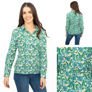 Seasalt Larissa Shirt Top Green Cotton Woodland Garlic Chalk Print - Quality Brands Outlet