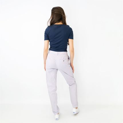 M&S Cotton Rich Tapered Ankle Grazer Chinos Pale Lilac-Quality Brands Outlet-