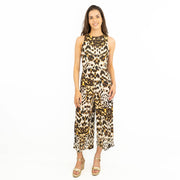 Karen Millen Leopard Print Wide Leg Sleeveless Jumpsuits