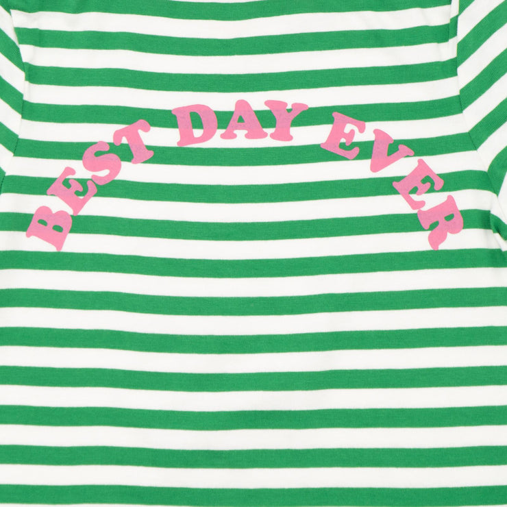 Mini Boden Girls Green Stripe Cotton Jersey Long Sleeve Tops