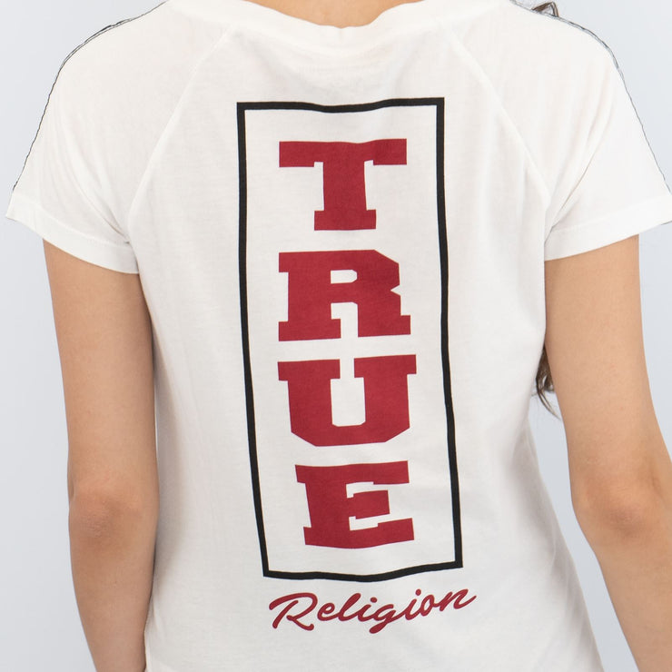 True Religion Womens White Top T-Shirt Short Sleeve