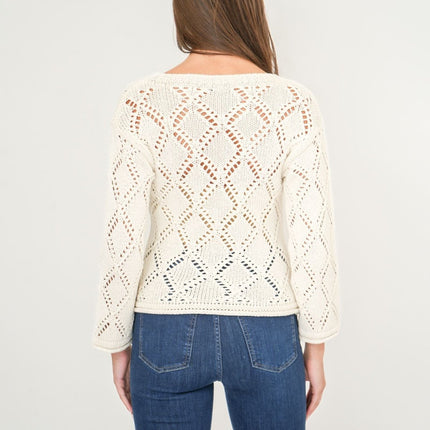 M&S Ivory Crochet Jumper Long Sleeve Tops - Quality Brands Outlet