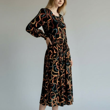 White Stuff Heather Dress Black Midi Long Sleeve-Quality Brands Outlet-