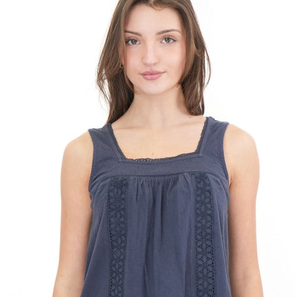 Weird Fish Navy Chelle Square Neck Jersey Vest Top - Quality Brands Outlet