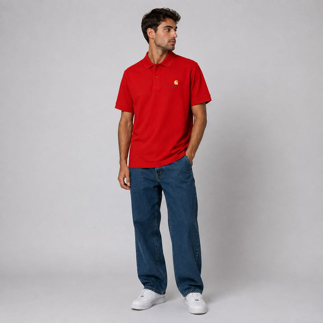 Mens Polos Short Sleeve Cotton Pique Red Premium Brand