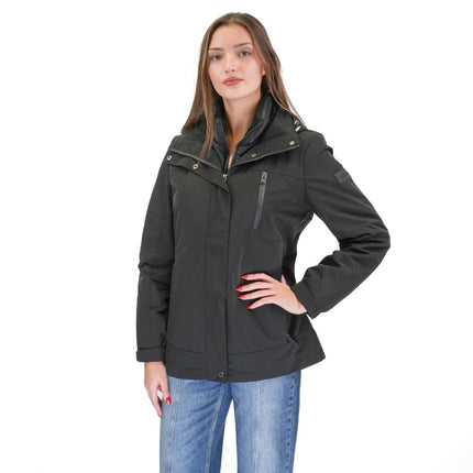 3-in-1 Waterproof Ski Jacket Black with Detachable Insert-Quality Brands Outlet-