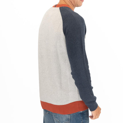 White Stuff Mens Pentire Crew Neck Grey Colour Block Jumper - Quality Brands Outlet