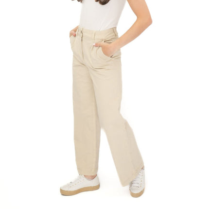 M&S Per Una Wide Leg Pleat Front Chino Trousers Ecru-Quality Brands Outlet-