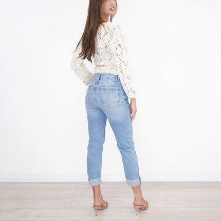 M&S Harper Cigarette Jeans Straight Leg Cropped Light Denim-Quality Brands Outlet-