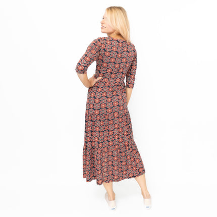 Seasalt Black Red Floral Line Strokes Dress-Quality Brands Outlet-