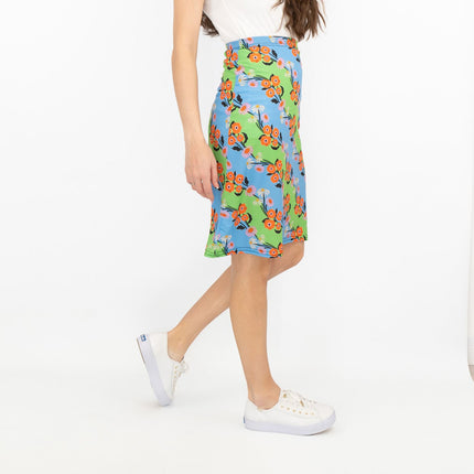 Karen Millen Blue Floral Print A-Line Casual Summer Skirts-Quality Brands Outlet-