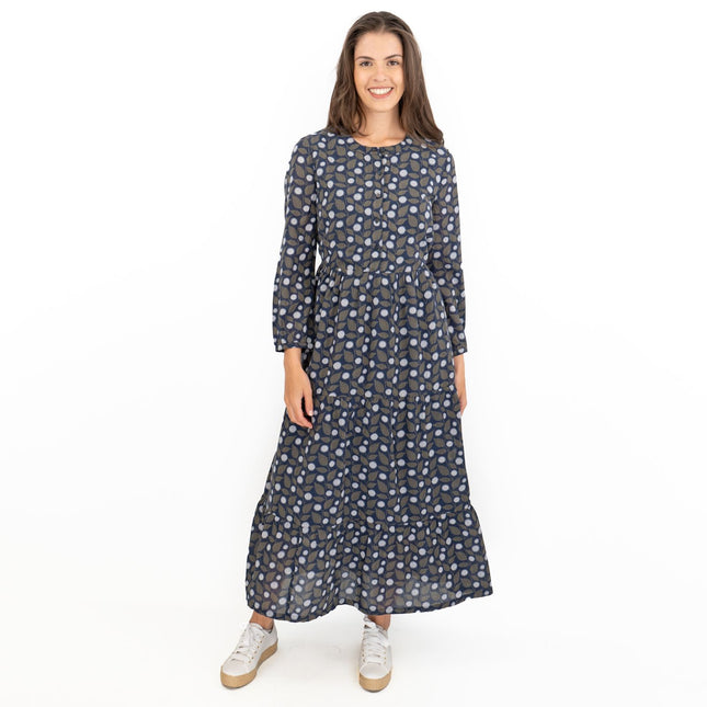 Seasalt Navy Leaves Charbon Midi Dress-Quality Brands Outlet-