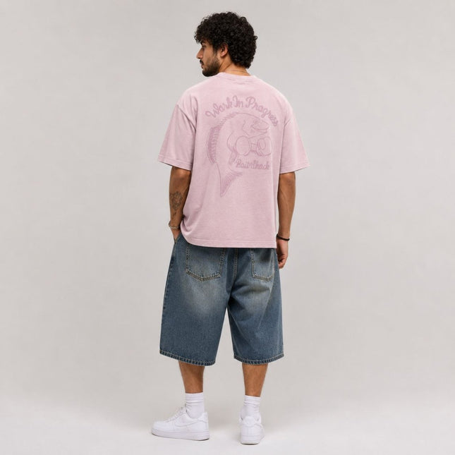 Mens T-Shirts Premium Brand Pink Short Sleeve Cotton Graphic Boxy Fit - Quality Brands Outlet