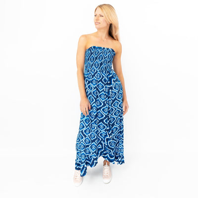 Monsoon Beach Sundress Blue Tie - Dye Tube Strapless Dress - Quality Brands Outlet