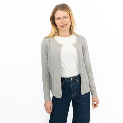 Dorothy Perkins Womens Cardigan Crew Neck Button Up Grey-Quality Brands Outlet-