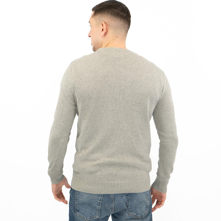 Crew Clothing Mens Rib Knitted Jumper Long Sleeve Light Grey - Quality Brands Outlet