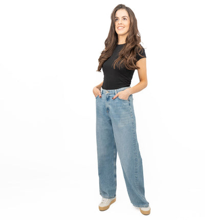 M&S Slouchy Wide Leg Jeans Light Blue Denim - Quality Brands Outlet