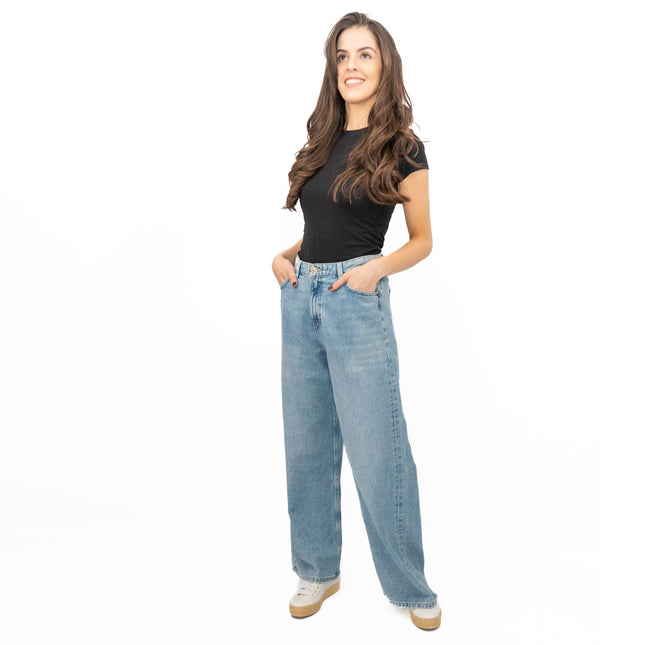 M&S Slouchy Wide Leg Jeans Light Blue Denim-Quality Brands Outlet-