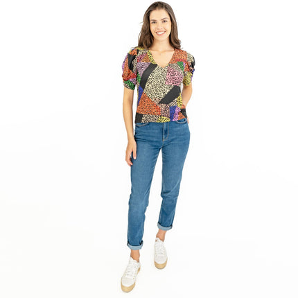 Oasis Short Sleeve V-Neck Summer Multi Colour Tops-Quality Brands Outlet-