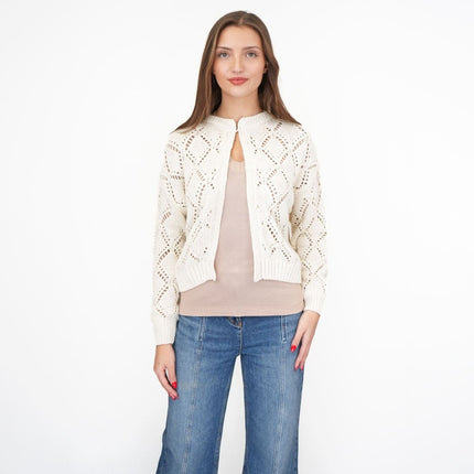 M&S Cream Open Stitch Cropped Cardigan-Quality Brands Outlet-