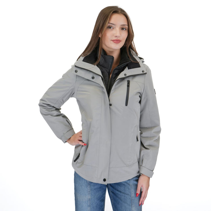 3-in-1 Waterproof Ski Jacket Grey with Detachable Insert