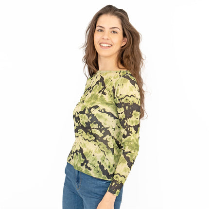 Karen Millen Green Abstract Print Long Sleeve Tops-Quality Brands Outlet-