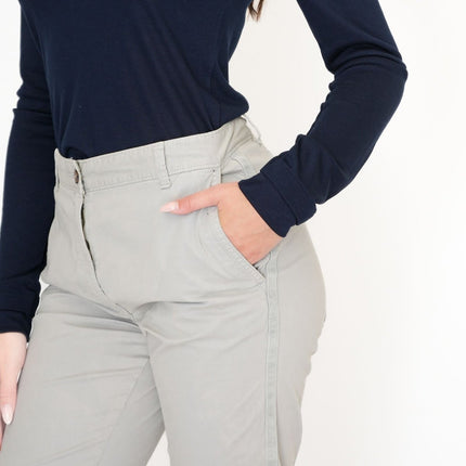 M&S Cotton Rich Tapered Ankle Grazer Chinos Grey-Quality Brands Outlet-