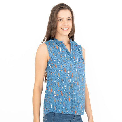 Seasalt Blue Fish Flower Fields Summer Vest Sleeveless Tops-Quality Brands Outlet-